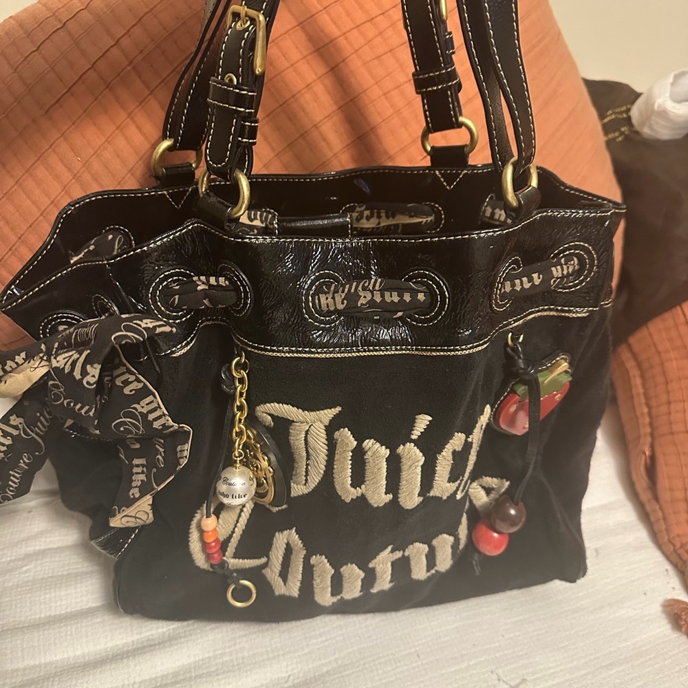 Juicy Couture Black and Gold Shoulder Bag